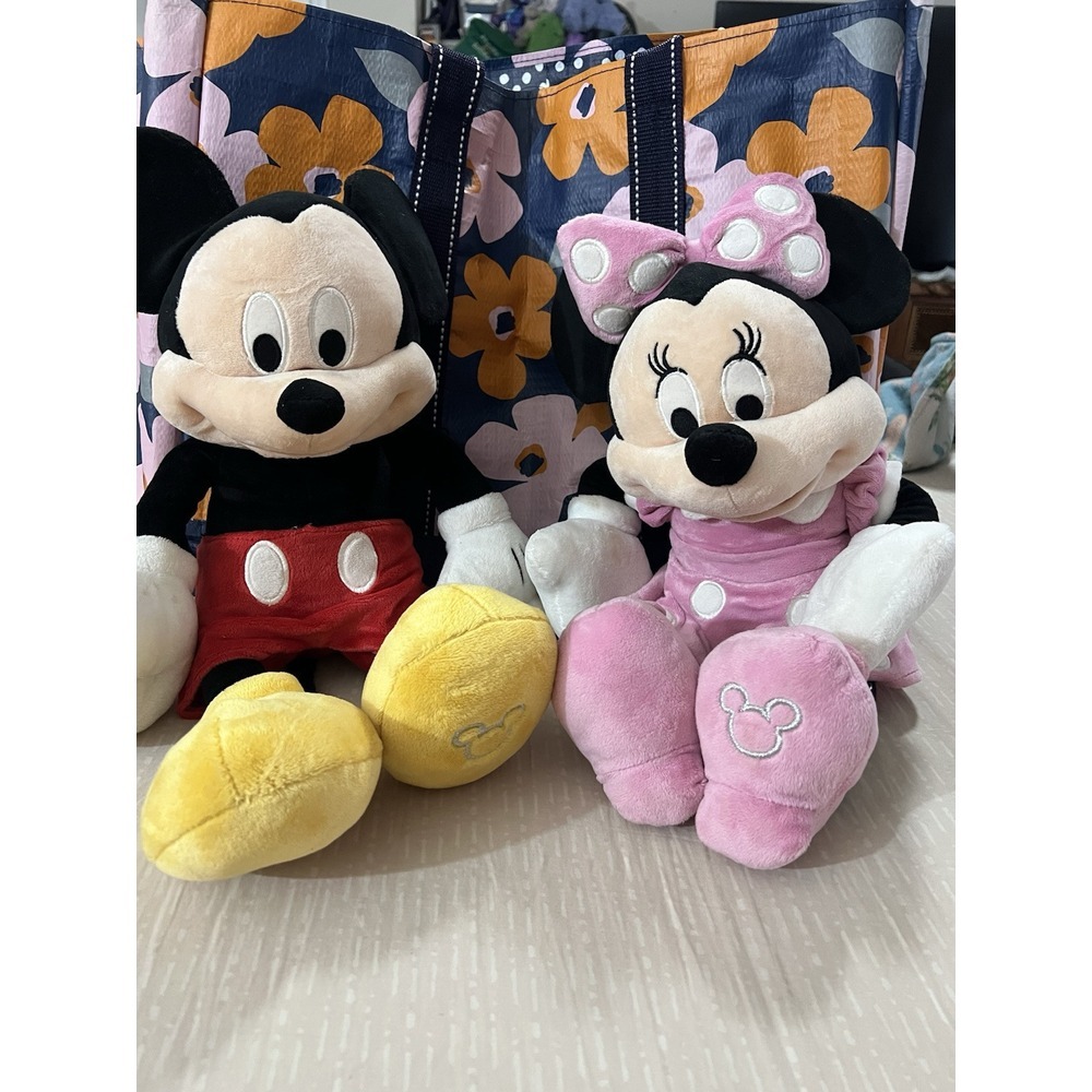 Lot of 2 - Mickey and Minnie Mouse 18 Inch Plush - EUC Let's Play